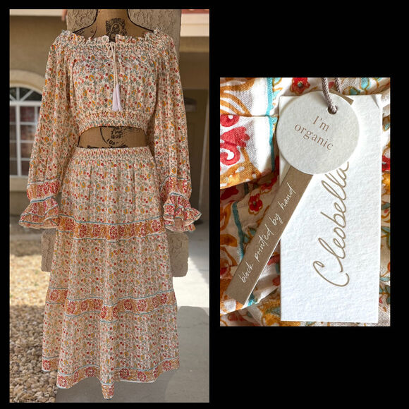 Cleobella Rhea Blouse and Rosa Midi Skirt Carnation Print Set Size: Large - Picture 8 of 12